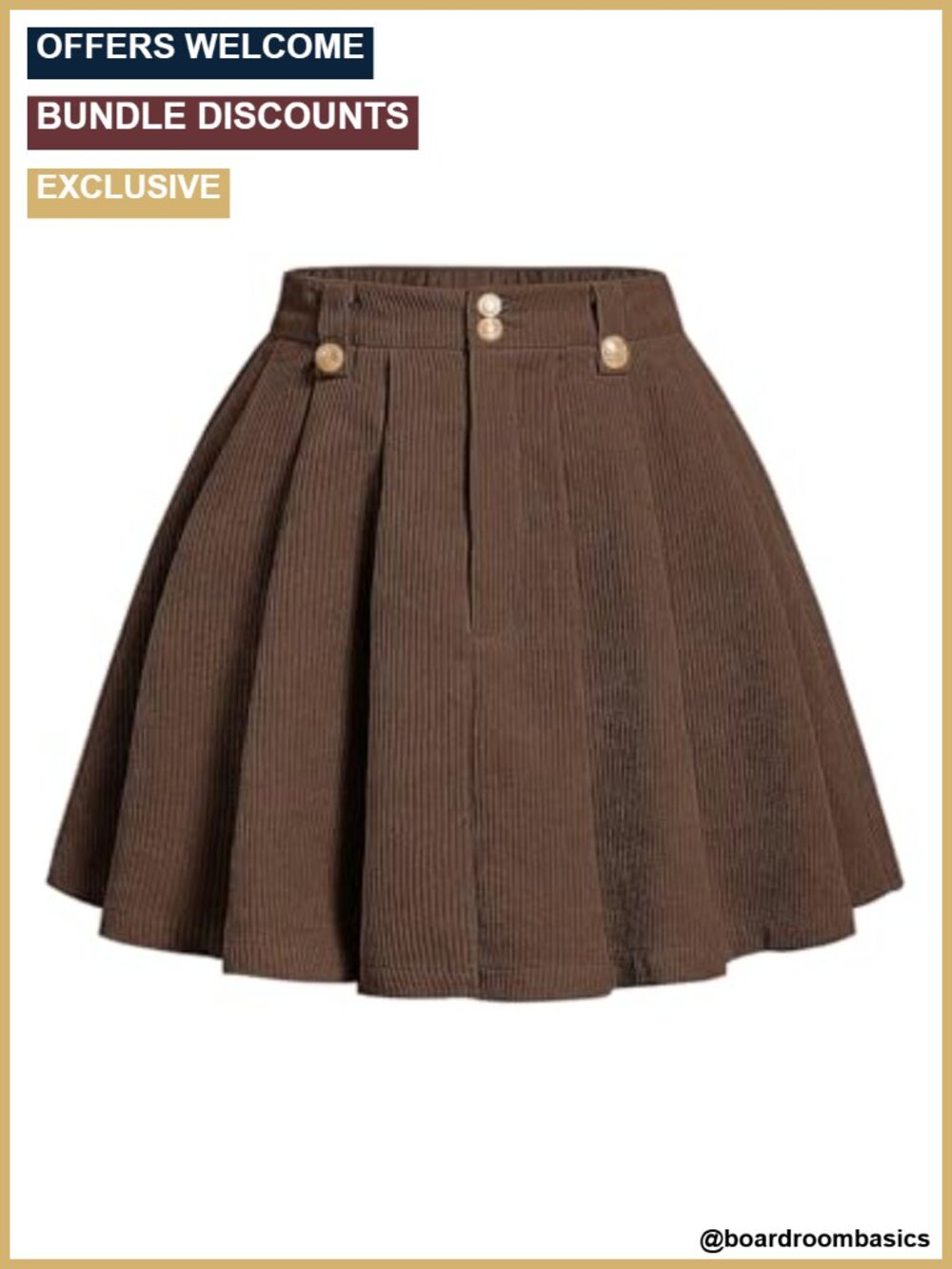 Women's High Waist Corduroy Pleated A-Line Mini Skirt